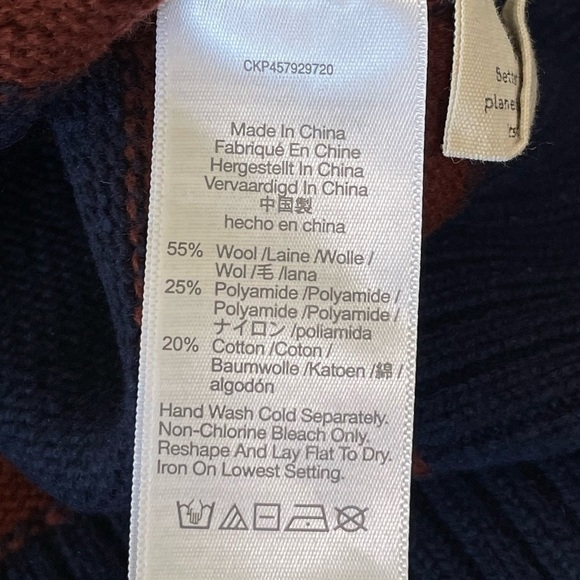 Madewell Engelhart Striped Turtleneck Wool Cotton Blend Sweater Brown Navy XS - Picture 13 of 13